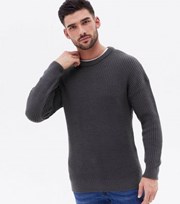 New Look Dark Grey Fine Knit Relaxed Fit Crew Neck Jumper